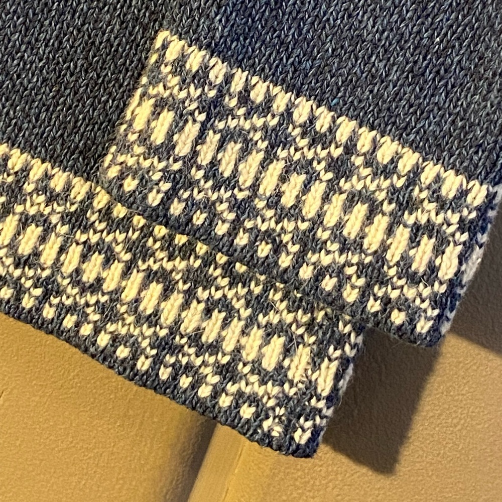 Parkhurst Blue and White Turtleneck Sweater with Nordic Design - Picture 3 of 6